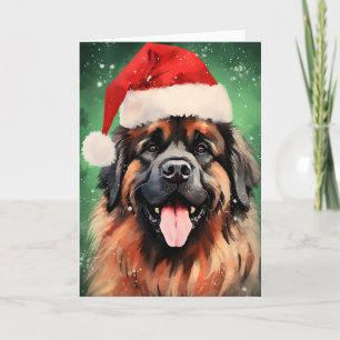 obra de arte de pincelada de Navidad de Leonberger