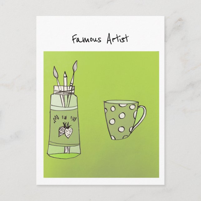 Obra de arte de su hijo en una postal (Anverso)