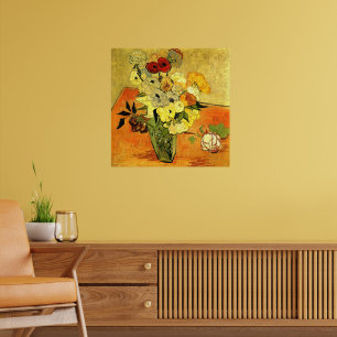 Obra de arte de Van Gogh, Jarrón japonés con rosas