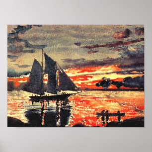 Obra de arte de Winslow Homer, Fuegos del Atardece