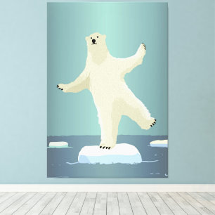 Obra de arte del oso polar equilibrándose sobre un