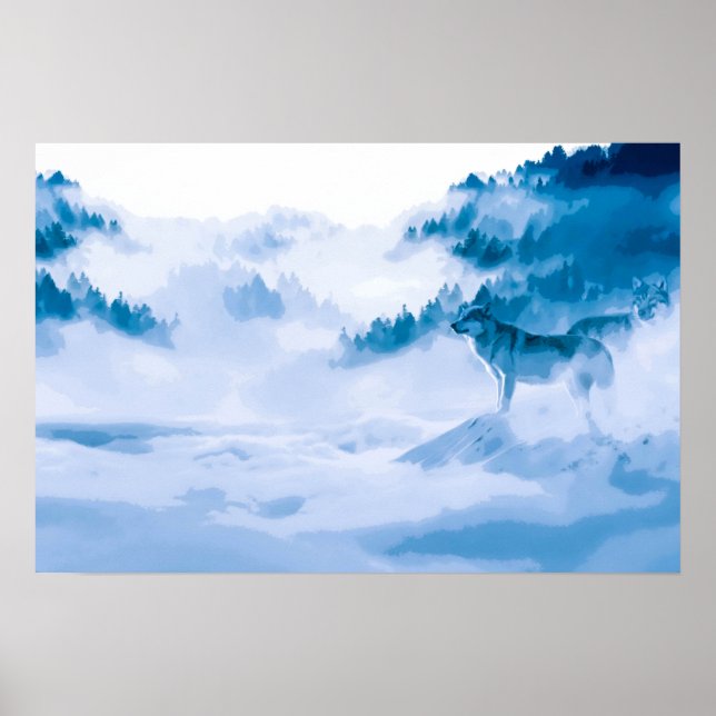 Obra de arte elegante de los lobos de montaña | PO (Frente)