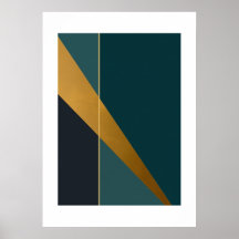 Obra de arte moderno Verde azulado oscuro con elem