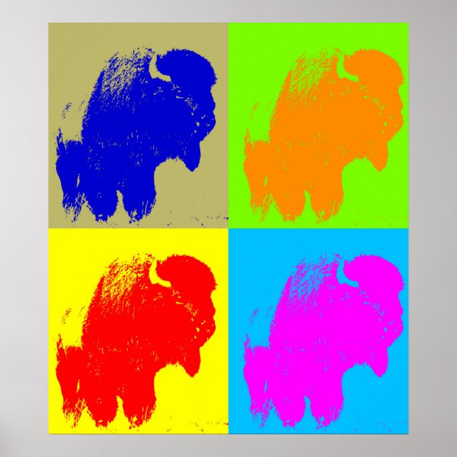 Obra de arte retro pop Bison Buffalo (Frente)