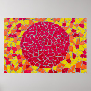 Obra de arte roja, naranja y amarilla