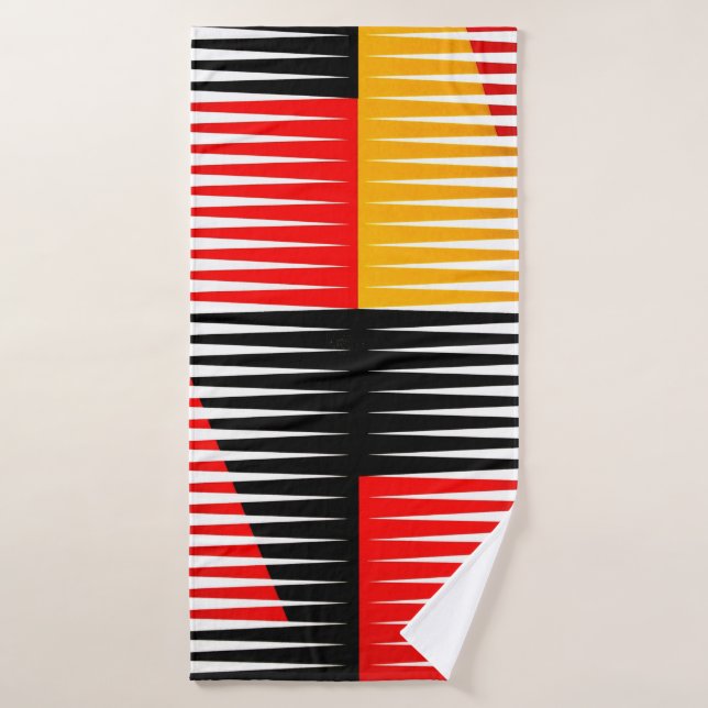 Obra de arte roja, negra y amarilla (Toalla de baño)