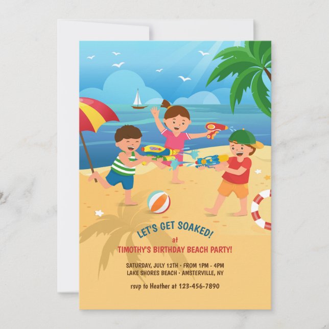 Obra infantil en la invitación a la playa (Anverso)