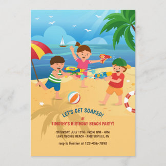 Obra infantil en la invitación a la playa