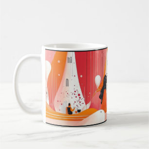 Obras de arte de arca geométrico. Taza de café ret