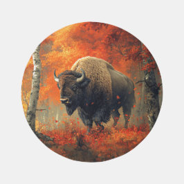 Obras de arte de bisontes en los bosques de otoño