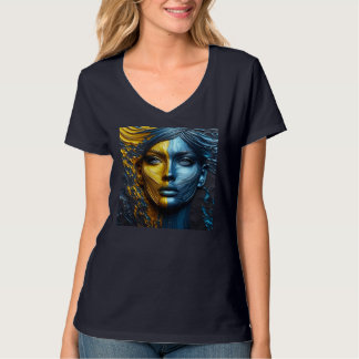Obras de arte de camisetas de cuello V para mujere