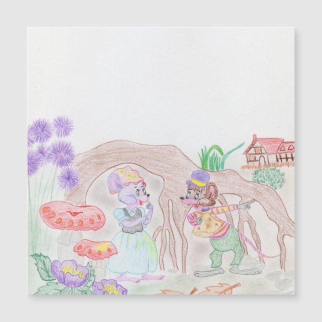 Obras de arte de niños personalizados, dos ratones (Anverso)