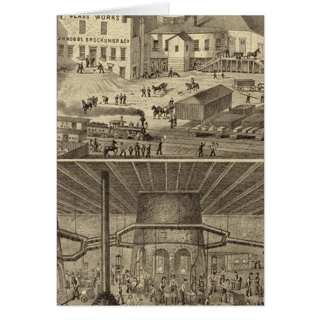 Obras de vidrio de JH Hobbs y Brockunier (Frente)