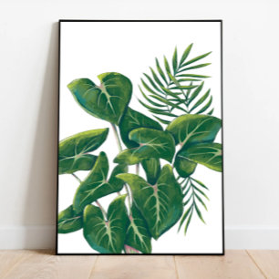 Obras modernas de arte de plantas, hojas tropicale