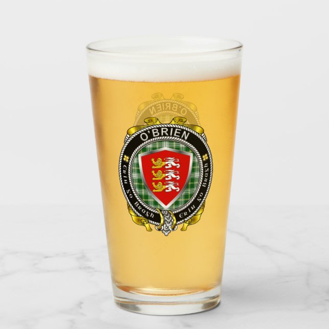 O'Brien/Brien Irish Shield Beer Glass (Anverso (lleno))