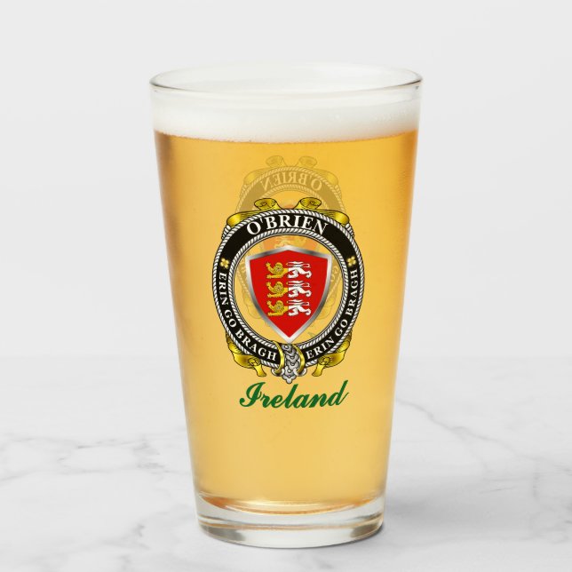 O'Brien/Brien Irish Shield Personalizado Beer Glas (Anverso (lleno))