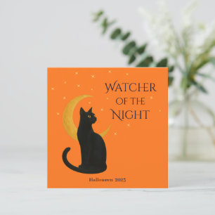 Observador de la noche - Tarjeta de gato negra de