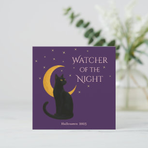 Observador de la noche - Tarjeta de gato negra de 