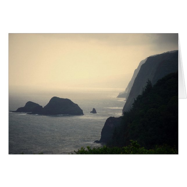 Observador del valle de Pololu, Hawaii, tarjeta (Anverso (Horizontal))