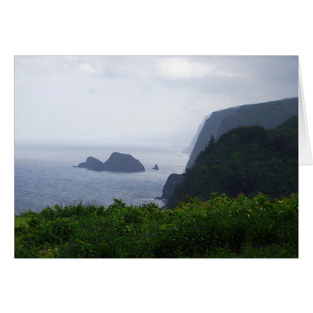 Observador del valle de Pololu, Hawaii, tarjeta (Anverso (Horizontal))