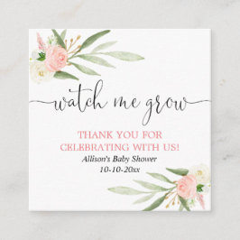 Observarme crecer tarjetas de favores de color oro