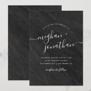Obsidian   Invitación a la boda de mármol negro