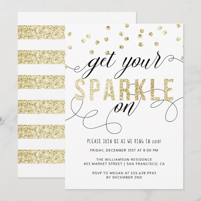 Obtén Tu Espuma En Invitación De Fiesta De Año Nue (Anverso / Reverso)