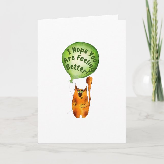Obtener una buena tarjeta con gato y globo (Anverso)