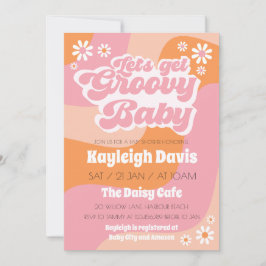 Obtengamos la invitación a Baby Shower Groovy Retr