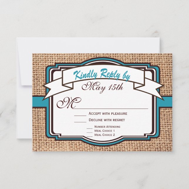 Obteniendo tarjetas RSVP de la boda Verde azulada  (Anverso)