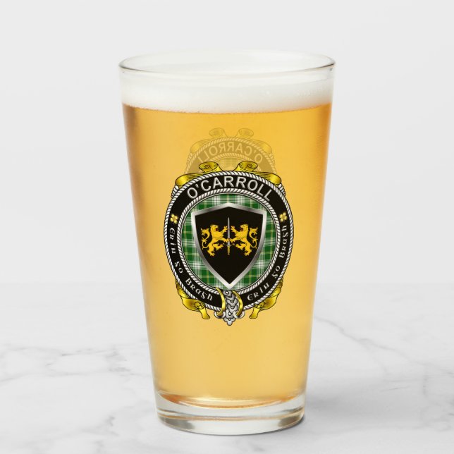 O'Carroll Irish Shield Beer Glass (Anverso (lleno))