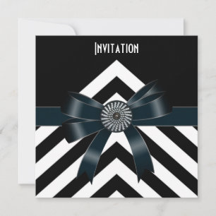 Ocasiones de invitación Raya negra y blanca Lazo n
