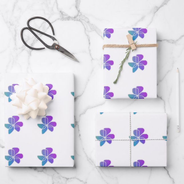 Ocasiones Papel de Envoltura Blanco Hojas de Flore (Anverso)