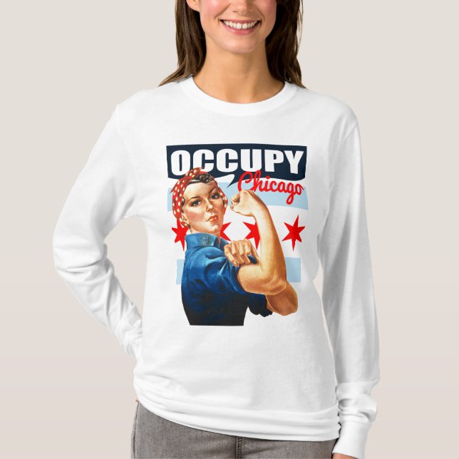 Occupy Chicago Rosie la camiseta del Riveter (Anverso)