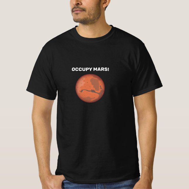 Occupy Mars impreso en camiseta (Anverso)