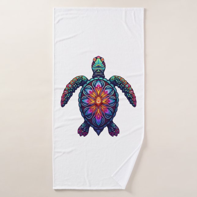 Ocean Animal Tie Dye Tribal Sea Animal Maori Turtl (Toalla de baño)