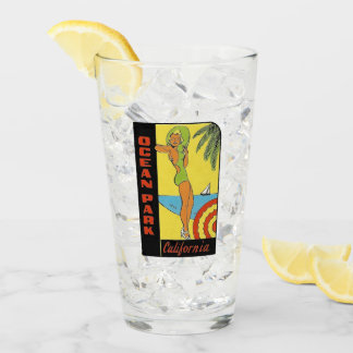 Ocean Beach, California Pin Up Chica Pint Glass