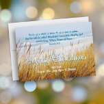 Ocean Beach Dunes Feliz Navidad Tarjetas Cristiana<br><div class="desc">Navidades de dunas de playa con escritura. Navidades cristianos, tarjetas planas con texto para personalizar con saludo, firma y escritura. Un verso de muestra es del libro de Isaías: Porque para nosotros nace un niño, para nosotros se da un hijo, y se le llamará Consejero Maravilloso, Dios Todopoderoso, Padre Everaz,...</div>