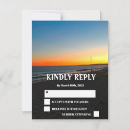 Ocean Beach Tropical Coastal Sunset Wedding RSVP