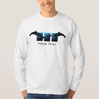 Ocean Blue Dolphins Mens LS camiseta