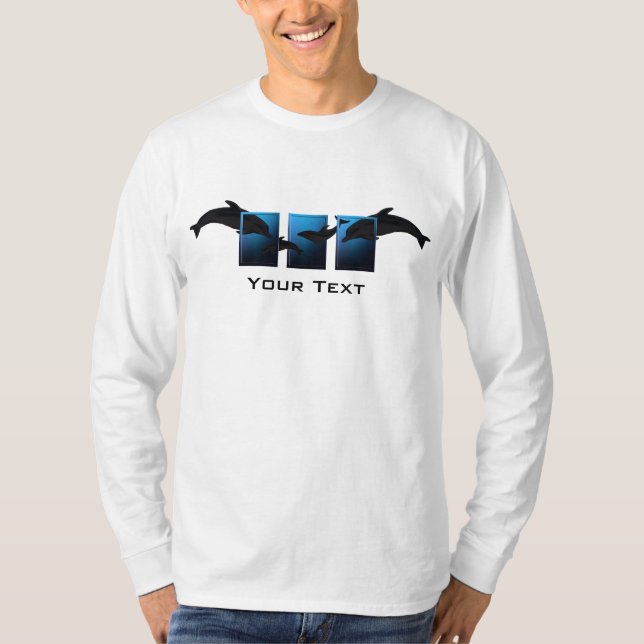 Ocean Blue Dolphins Mens LS camiseta (Anverso)