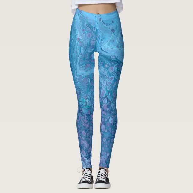 Ocean Breeze 3 Suaves Leggings Abstractos Azul Púr (Anverso)