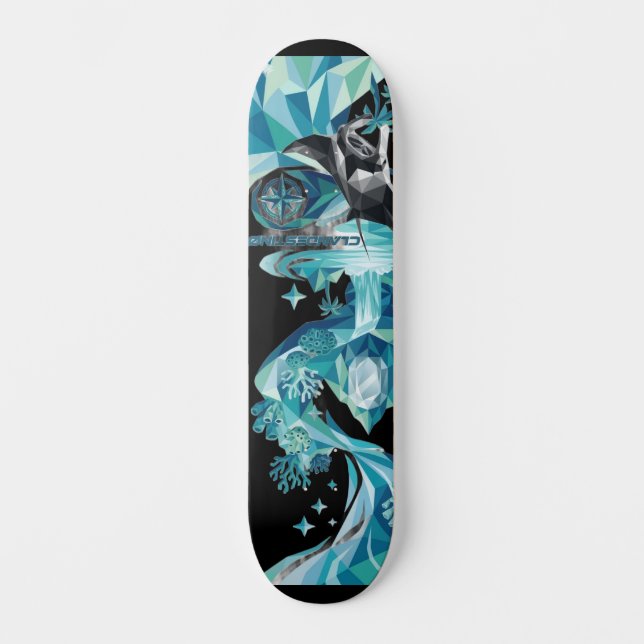 “Ocean Flow – Manta Ray Skateboard Deck” (Anverso)