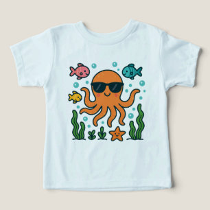 Ocean Friends - Octopus lindo con niños de gafas d