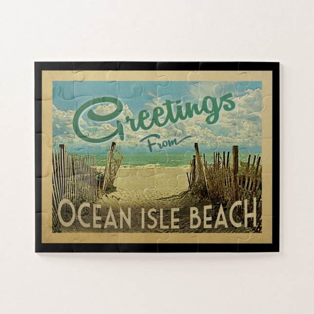 Ocean Isle Beach Jigsaw Puzzle Vintage Travel (Horizontal)