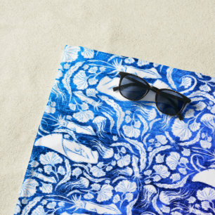 Ocean Life Manta Ray Monograma Toalla de Playa