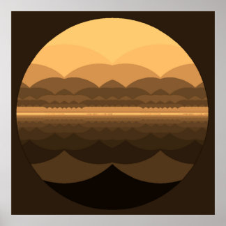 Ocean Mandala. Impresión horizontal fractal.