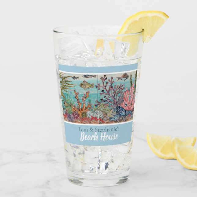 Ocean Sea Life Personalizado Beach House Fish Cora (Reverso (hielo))