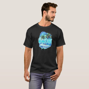 OCEAN Splash Palm - Camiseta de gotas de agua trop