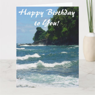 ¡Océano azul de la postal del feliz cumpleaños de